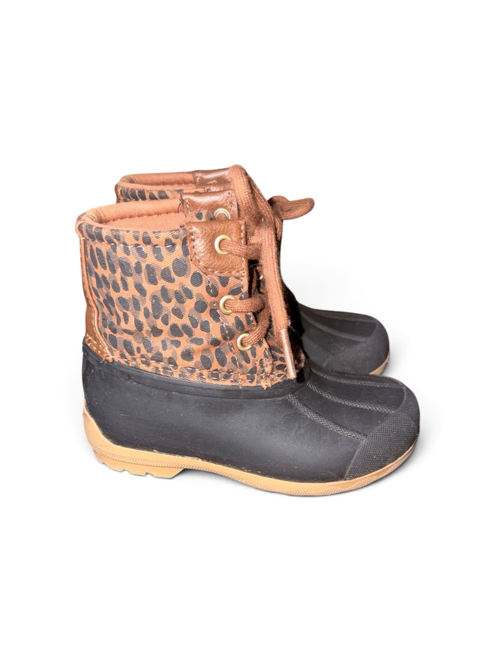 Sperry toddler girls and Leopard Print Waterproof Winter/ rain Boots size 10